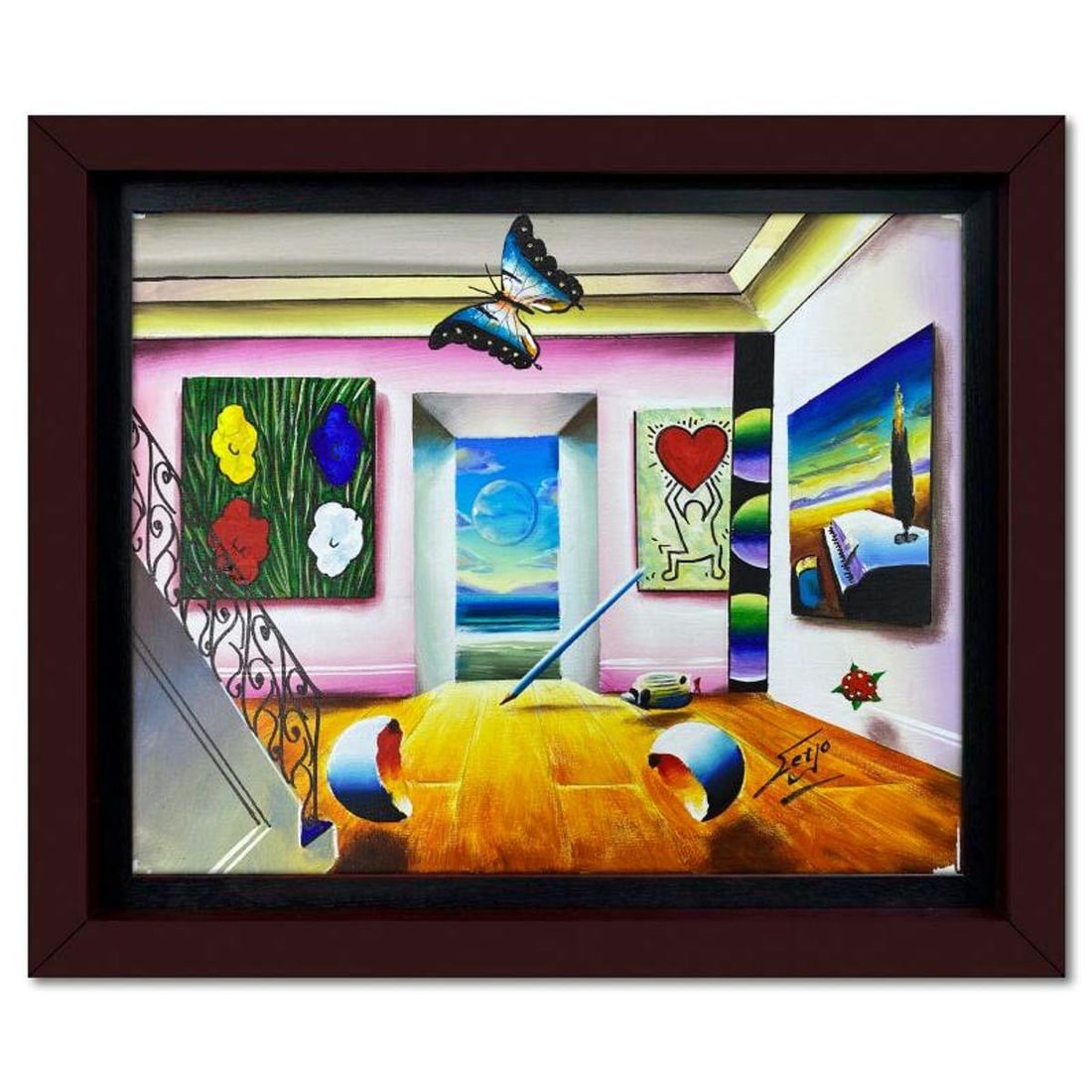 Ferjo, Framed Original Oil Painting on Canvas, Hand Signed with Letter of Authenticity: This is an original oil painting on canvas by Ferjo, hand signed by the artist. This piece comes custom framed. Includes Letter of Authenticity. Measures approx. 20.5" x 24.5" (frame), 15.5" x 19.5" (