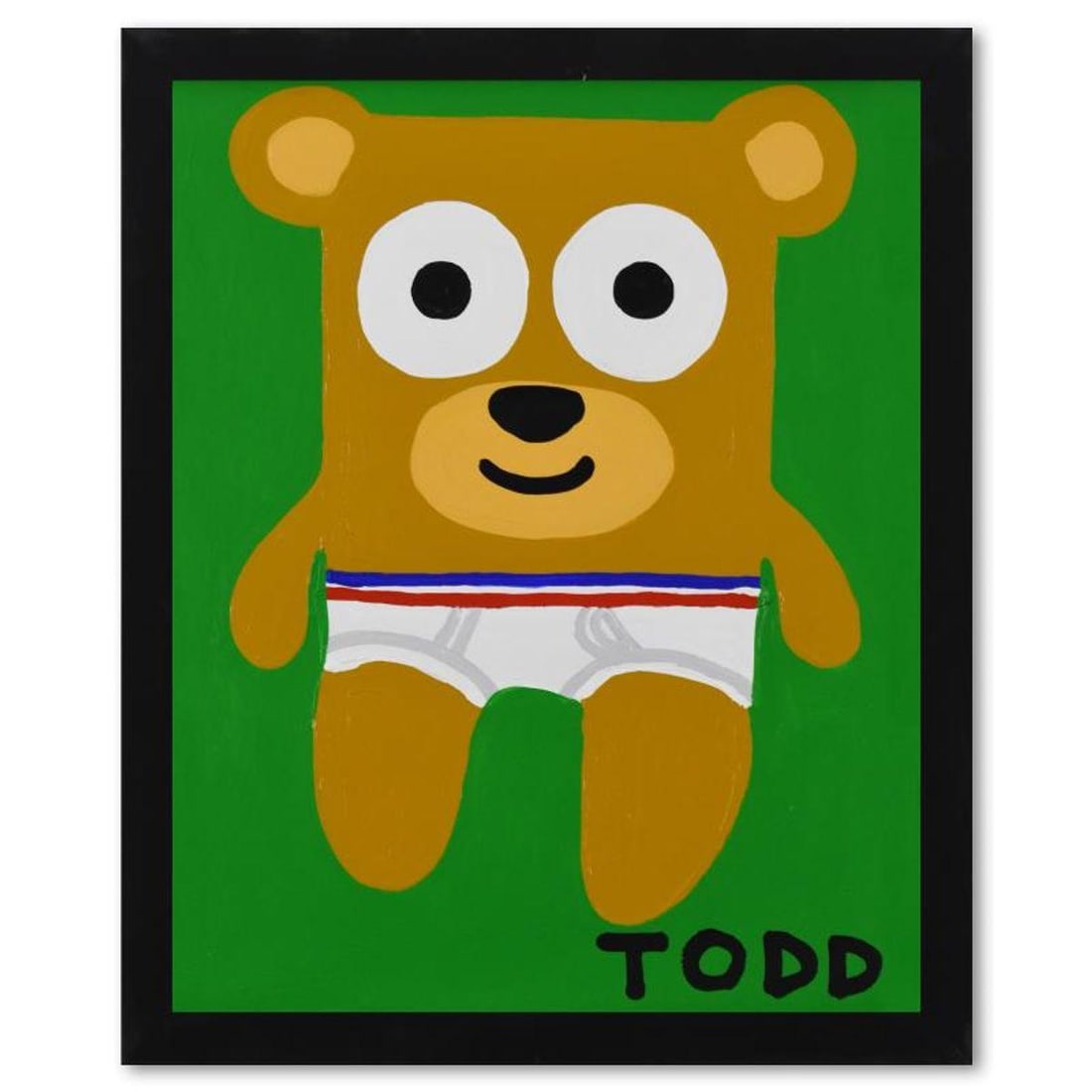 Todd Goldman, "Bear" Framed Original Acrylic Painting on Canvas, Hand Signed with Letter of (1 of 2)