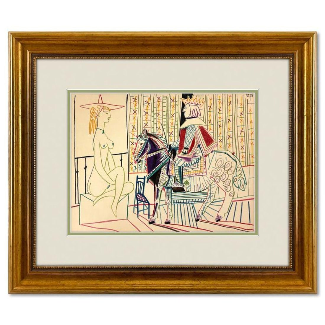 Pablo Picasso (1881-1973), "La Comedie Humaine 1.1.54-II" Framed Vintage Lithograph on Paper with (1 of 2)
