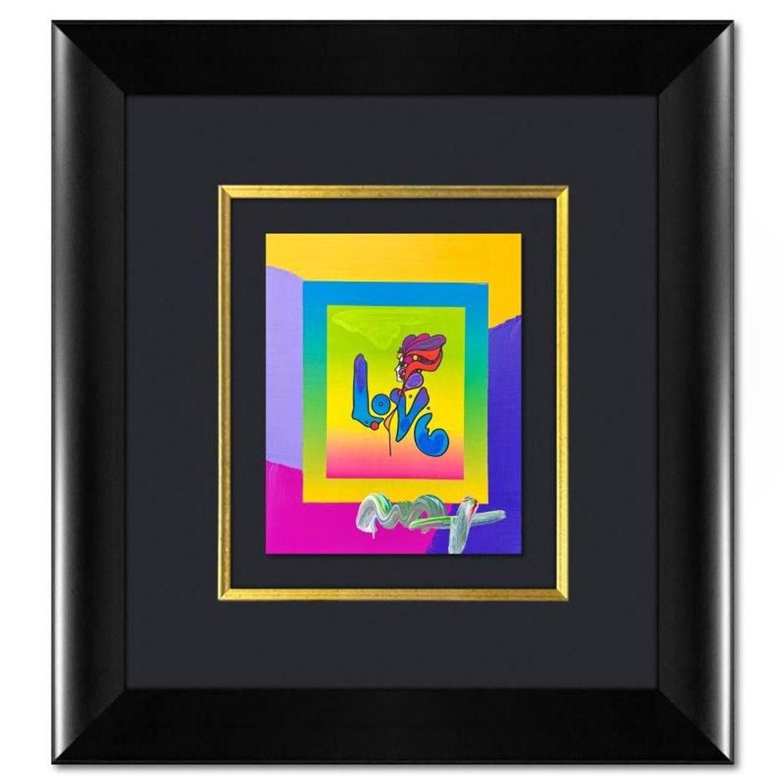 Peter Max, "Love" Framed One-of-a-Kind Acrylic Mixed Media, Hand Signed with Registration Number (1 of 2)