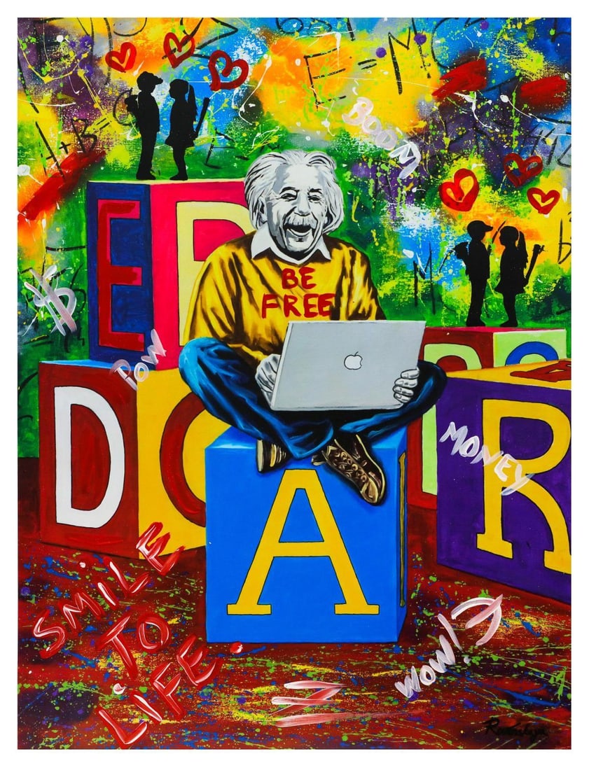 Nastya Rovenskaya- Mixed Media "Einstein's Laptop" (1 of 1)
