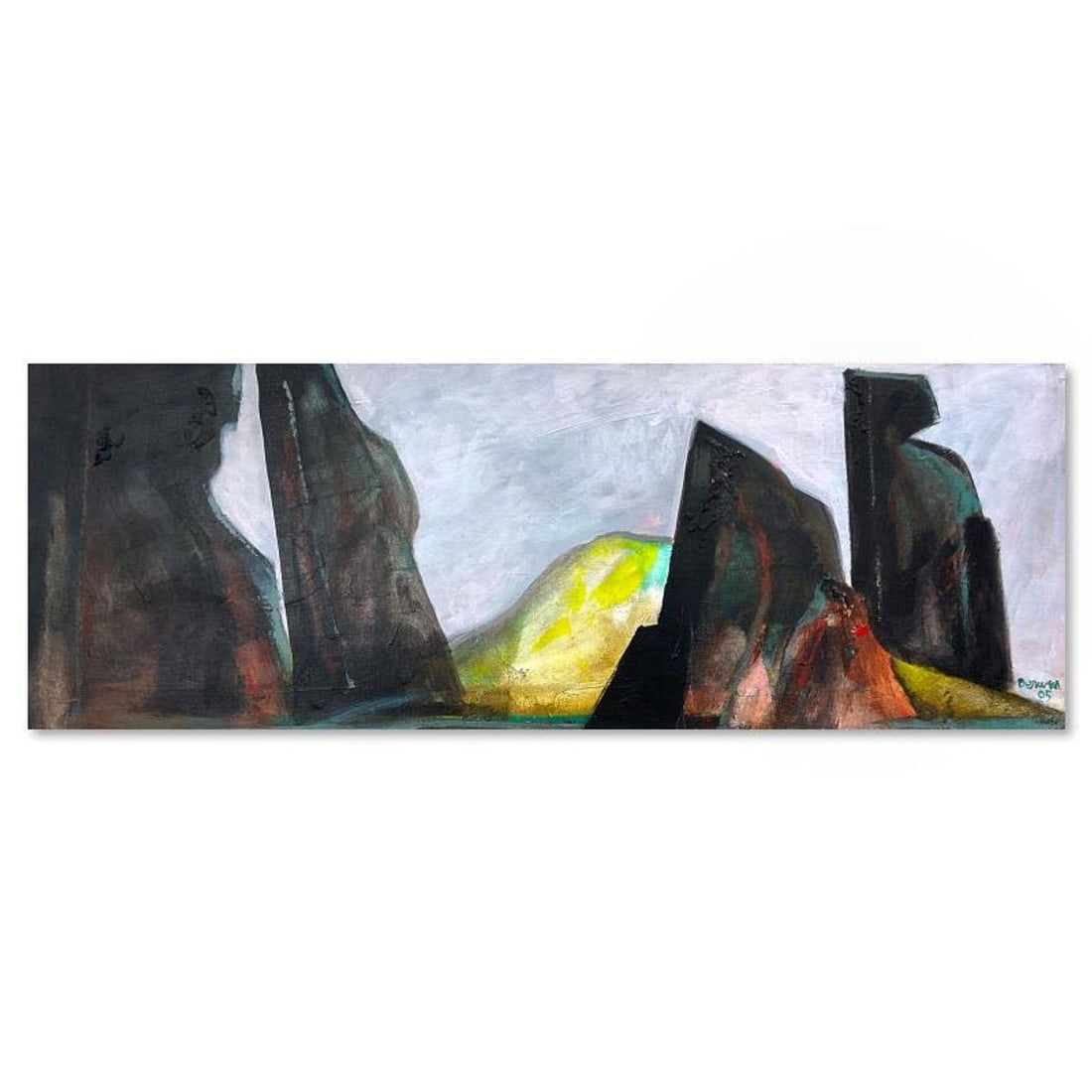 Milton Berwin (1925-2023), Original Painting on Canvas (12" x 34"), Hand Signed with Letter of (1 of 2)