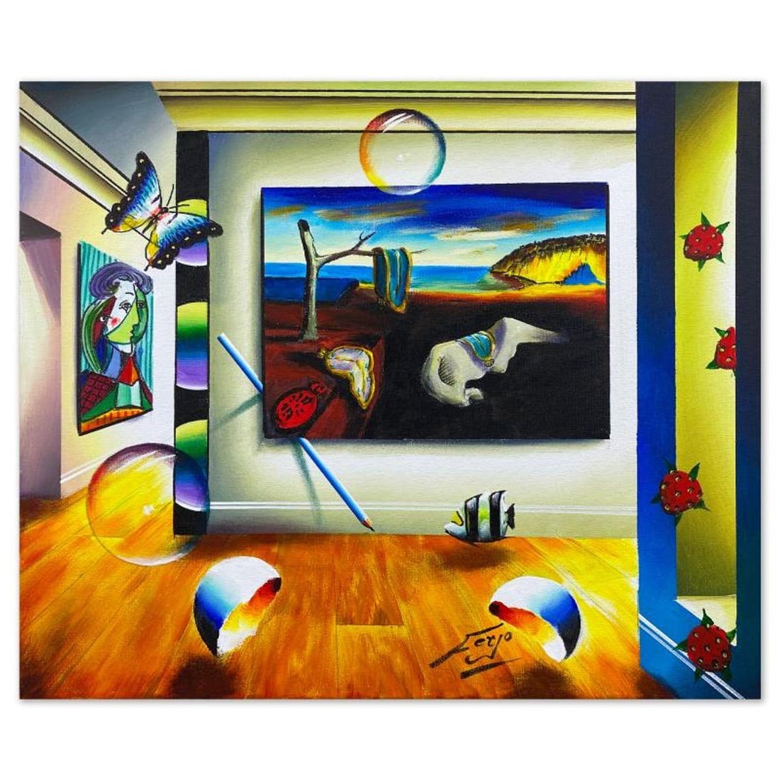 Ferjo, Original Acrylic Painting on Canvas, Hand Signed with Letter of Authenticity.: This is an original acrylic painting on stretched canvas by Ferjo, hand signed by the artist. Includes Letter of Authenticity. Measures approx. 20" x 24" (image).