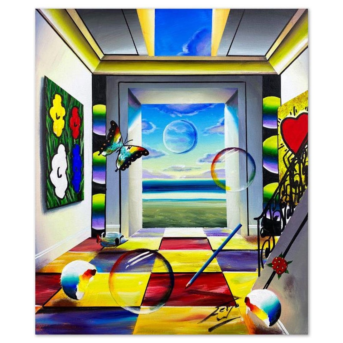 Ferjo, Original Acrylic Painting on Canvas, Hand Signed with Letter of Authenticity.: This is an original acrylic painting on stretched canvas by Ferjo, hand signed by the artist. Includes Letter of Authenticity. Measures approx. 24" x 20" (image).