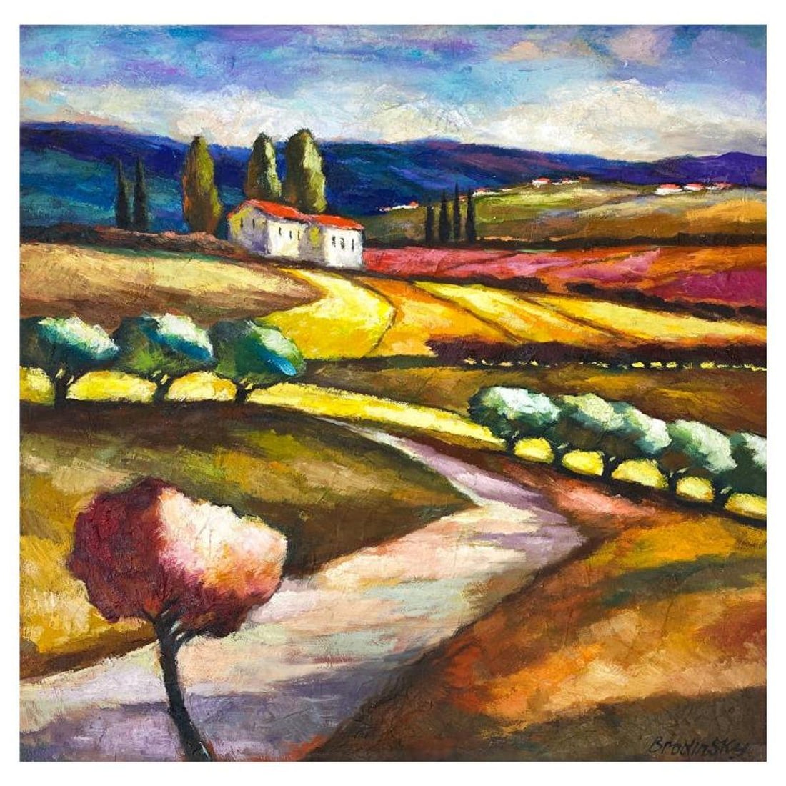 Slava Brodinsky, Original Oil Painting on Canvas, Hand Signed with Letter of Authenticity.: This is an original oil painting on canvas by Slava Brodinsky, hand signed by the artist. Includes Letter of Authenticity. Measures approx. 40" x 40" (image).