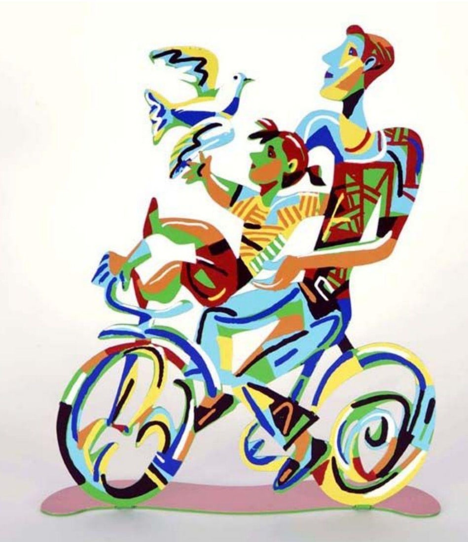 David Gerstein- Free Standing Sculpture "Weekend Ride": Artist: David Gerstein. Medium: Free Standing Sculpture. Title: Weekend Ride. Size: 14" x 11.5". Signature: Signed by the artist. Certificate of Authenticity: Is included. Additional: This piece is fr