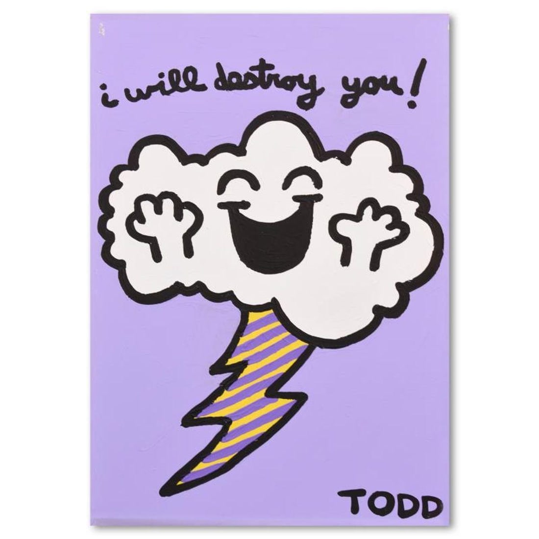 Todd Goldman, "Will Destroy You" Original Acrylic Painting on Gallery Wrapped Canvas (24" x 36"),: "Will Destroy You" is an original acrylic painting on gallery wrapped canvas by Todd Goldman, hand signed by the artist. Includes Letter of Authenticity. Measures approx. 24" x 36" (image). Due to the