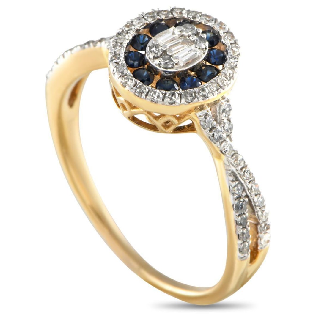 14K YELLOW GOLD 0.40CT DIAMOND AND SAPPHIRE RING (1 of 3)