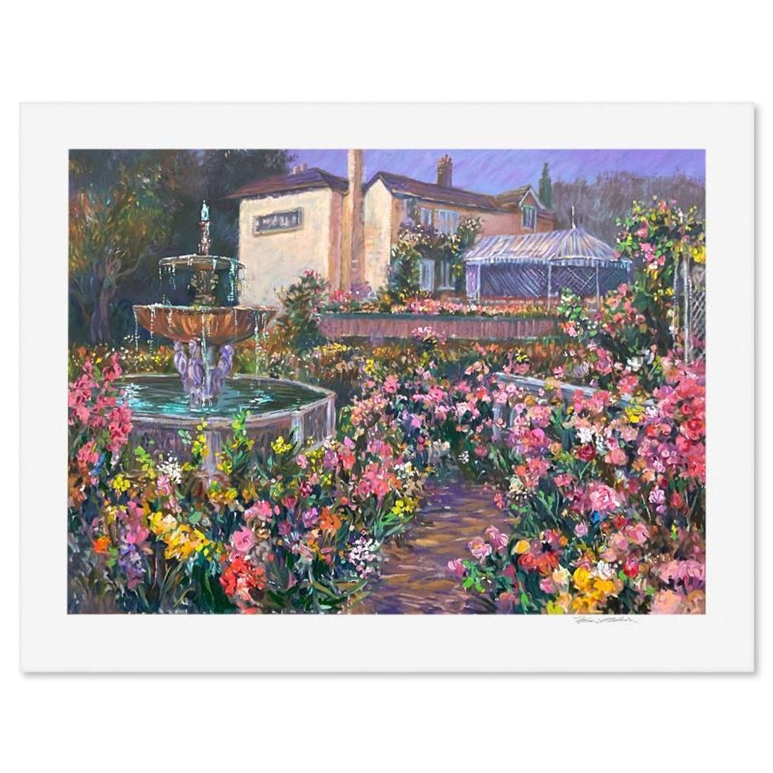 Henri Plisson (1933-2006), "Villa Fontana" Limited Edition Serigraph, Numbered and Hand Signed with: Villa Fontana is a limited edition serigraph on paper by Henri Plisson (1933-2006), numbered and hand signed by the artist. Includes Letter of Authenticity. Measures approx. 29.5" x 37" (border), 24"