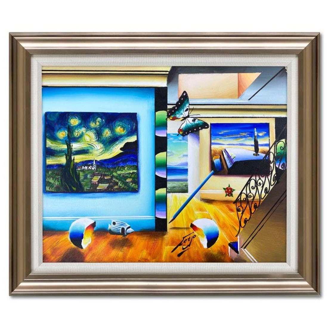 Ferjo, Framed Original Oil Painting on Canvas, Hand Signed with Letter of Authenticity: This is an original oil painting on canvas by Ferjo, hand signed by the artist. This piece comes custom framed. Includes Letter of Authenticity. Measures approx. 20.5" x 24.5" (frame), 15.5" x 19.5" (