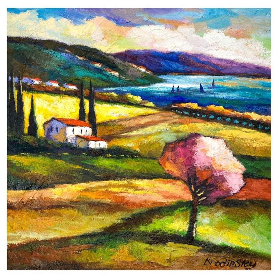 Slava Brodinsky, Original Oil Painting on Canvas, Hand Signed with Letter of Authenticity.: This is an original oil painting on canvas by Slava Brodinsky, hand signed by the artist. Includes Letter of Authenticity. Measures approx. 30" x 30" (image).