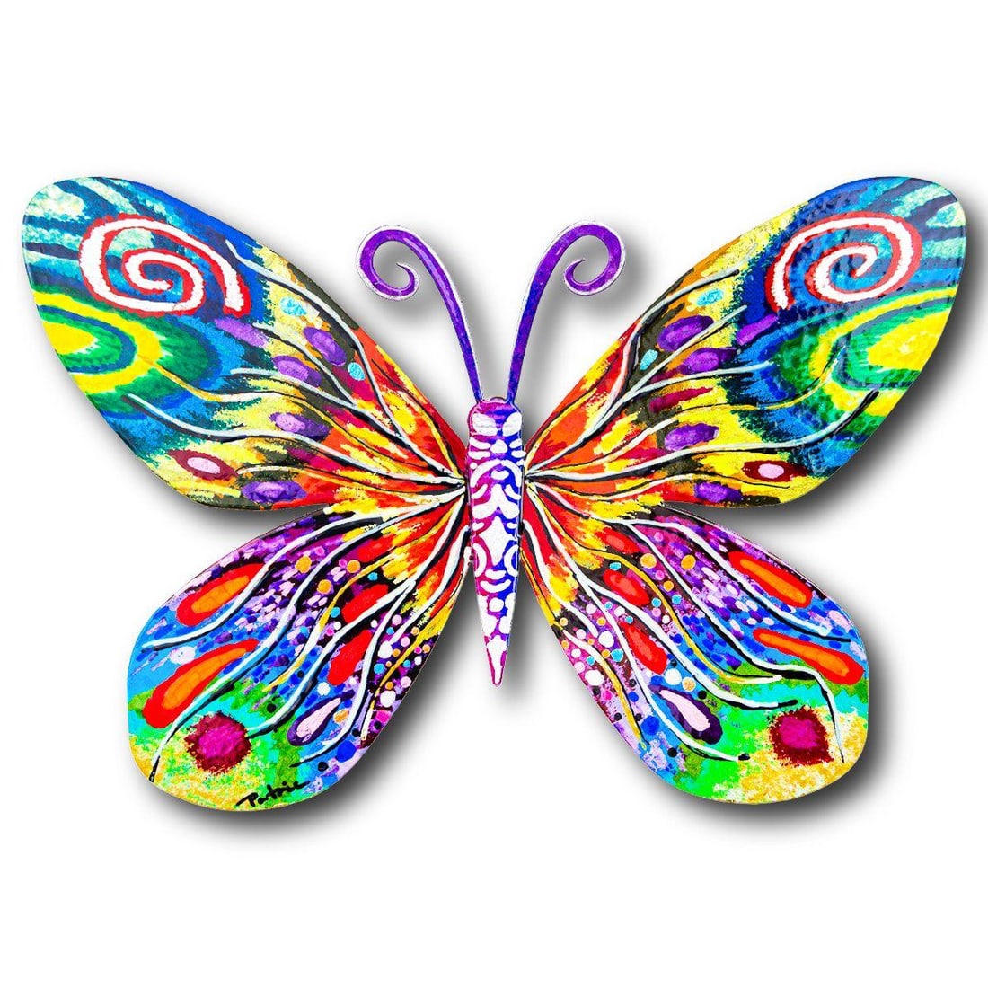 Patricia Govezensky- Original Painting on Cutout Steel "Butterfly": Artist: Patricia Govezensky. Medium: Original Painting on Cutout Steel. Title: Butterfly. Size: 8" x 12". Signature: Hand Signed by the artist. Certificate of Authenticity: From the publisher. Referen