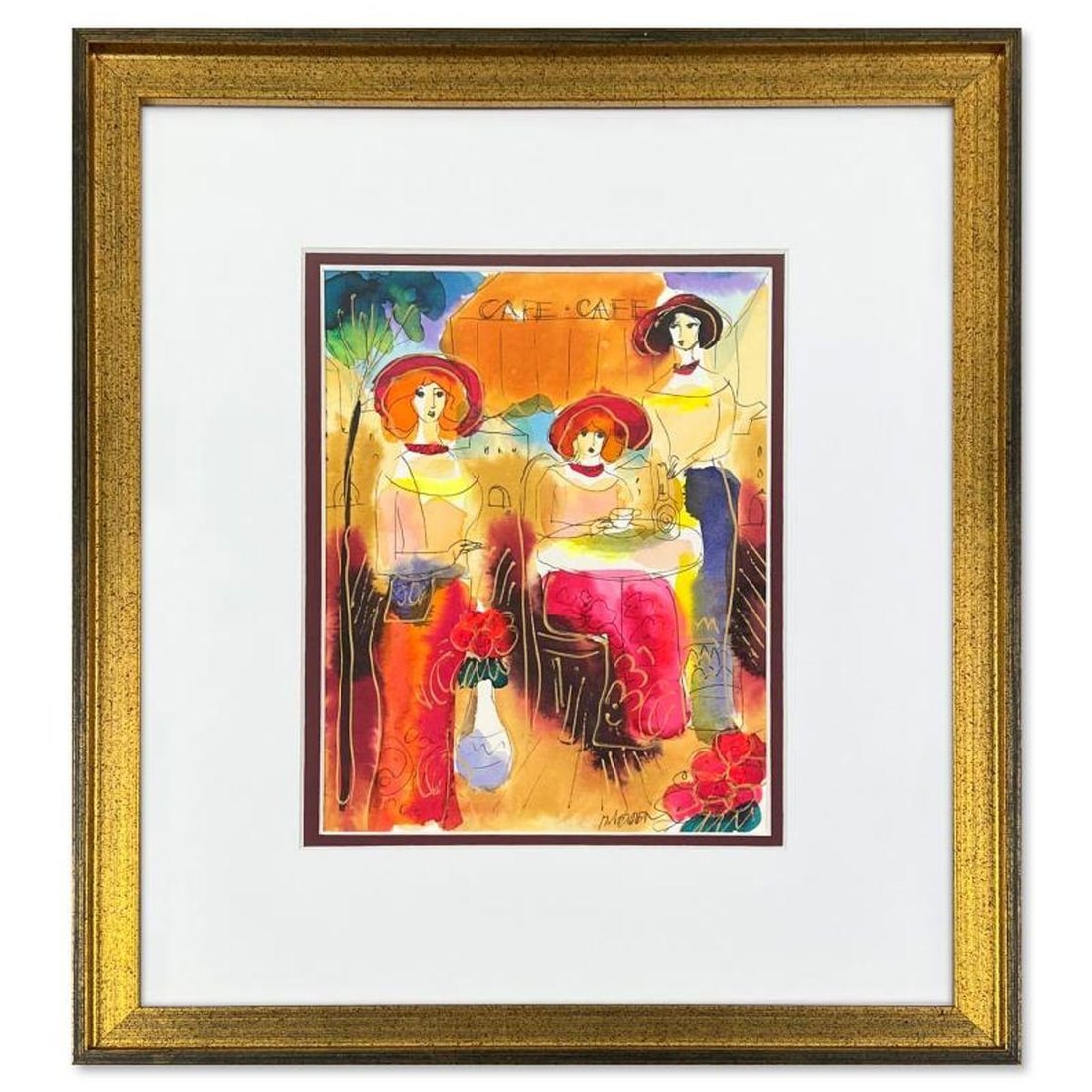 Moshe Leider, Framed Original Mixed Media Watercolor Painting, Hand Signed with Letter of (1 of 2)