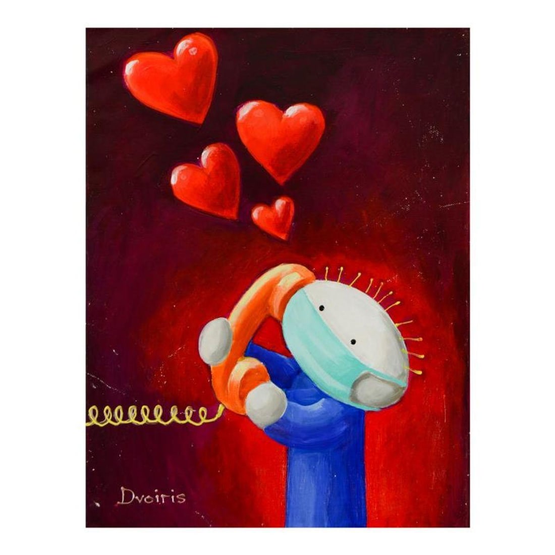 Dvoiris, Original Mixed Media Acrylic Painting on Canvas, Hand Signed with Letter of Authenticity.: This is an original mixed media acrylic painting on canvas by Dvoiris, hand signed by the artist. Includes Letter of Authenticity. Measures approx. 12" x 16" (image).