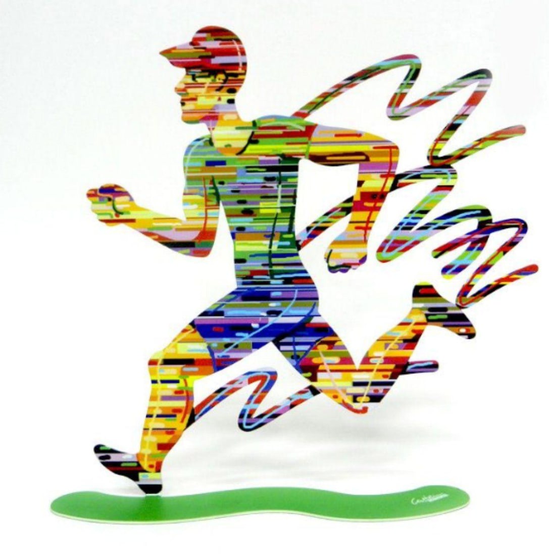 David Gerstein- Free Standing Sculpture "Jogger - Male": Artist: David Gerstein. Medium: Free Standing Sculpture. Title: Jogger - Male. Size: 12" x 13". Signature: Signed by the artist. Certificate of Authenticity: Is included. Additional: This piece is fre