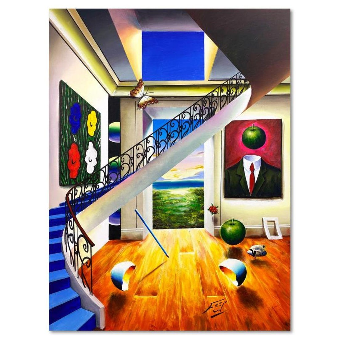 Ferjo, Original Acrylic Painting on Canvas, Hand Signed with Letter of Authenticity: This is an original acrylic painting on stretched canvas by Ferjo, hand signed by the artist. Includes Letter of Authenticity. Measures approx. 40" x 30" (image).