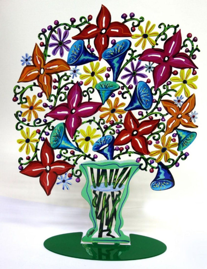 David Gerstein- Free Standing Sculpture "Bell Flowers": Artist: David Gerstein. Medium: Free Standing Sculpture. Title: Bell Flowers. Size: 18" x 14.1". Signature: Signed by the artist. Certificate of Authenticity: Is included. Additional: This piece is fr