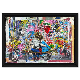 Mr Brainwash, "Beautiful Together, 2023" Framed Unique (UNQ) Mixed Media, Hand Signed with (1 of 3)