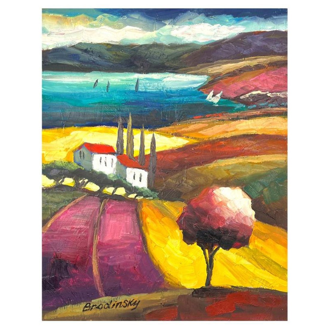 Slava Brodinsky Hand Signed Original Painting on Canvas with Letter of Authenticity.: This is an original painting oil on canvas by Slava Brodinsky. Hand signed by the artist, this piece comes with a letter of authenticity. Measures approximately 20" x 16" (image).