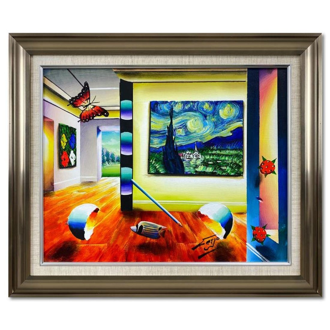 Ferjo, Framed Original Oil Painting on Canvas, Hand Signed with Letter of Authenticity: This is an original oil painting on canvas by Ferjo, hand signed by the artist. This piece comes custom framed. Includes Letter of Authenticity. Measures approx. 21.5" x 25.5" (frame), 15.5" x 19.5" (