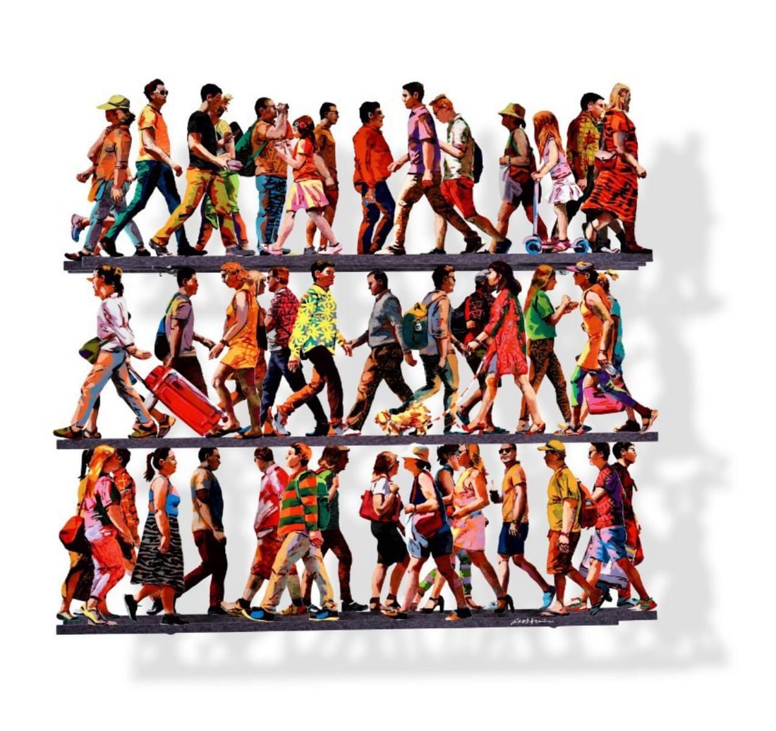 David Gerstein- Mixed Media Cutout Aluminum "5TH AVENUE L": Artist: David Gerstein. Medium: Mixed Media Cutout Aluminum. Title: 5TH AVENUE L. Size: 27" x 30". Signature: Signed and numbered. Certificate of Authenticity: Is included. Additional: Edition of 150.