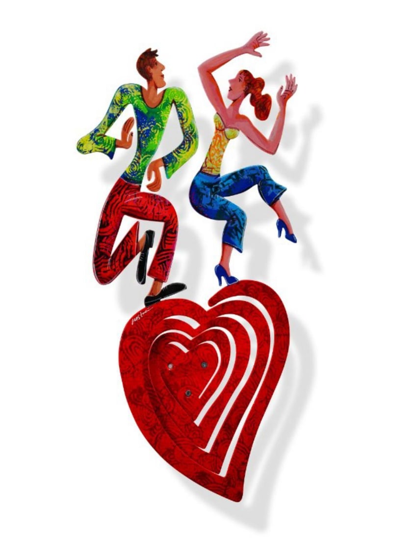 David Gerstein- Mixed Media Cutout Aluminum "Heart - Dancing heart": Artist: David Gerstein. Medium: Mixed Media Cutout Aluminum. Title: Heart - Dancing heart. Size: 13" x 24". Signature: Signed and numbered. Certificate of Authenticity: Is included. Additional: Editio