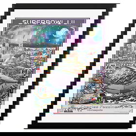Charles Fazzino- Poster "Super Bowl Lll": Artist: Charles Fazzino. Medium: Poster. Title: Super Bowl Lll. Size: 24" x 18". Measures approx. 31" x 25" (framed). Signature: Hand signed. Certificate of Authenticity: Is included. Additional: 41/3