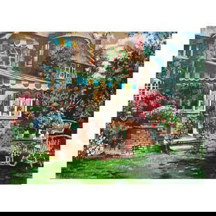 Anatoly Metlan, "Greenhouse" Limited Edition Serigraph, Numbered and Hand Signed with Letter of: Greenhouse is a limited edition serigraph on canvas by Anatoly Metlan. It is numbered and hand signed and includes a letter of authenticity. Measures approximately 24" x 18" (image). Reference#: