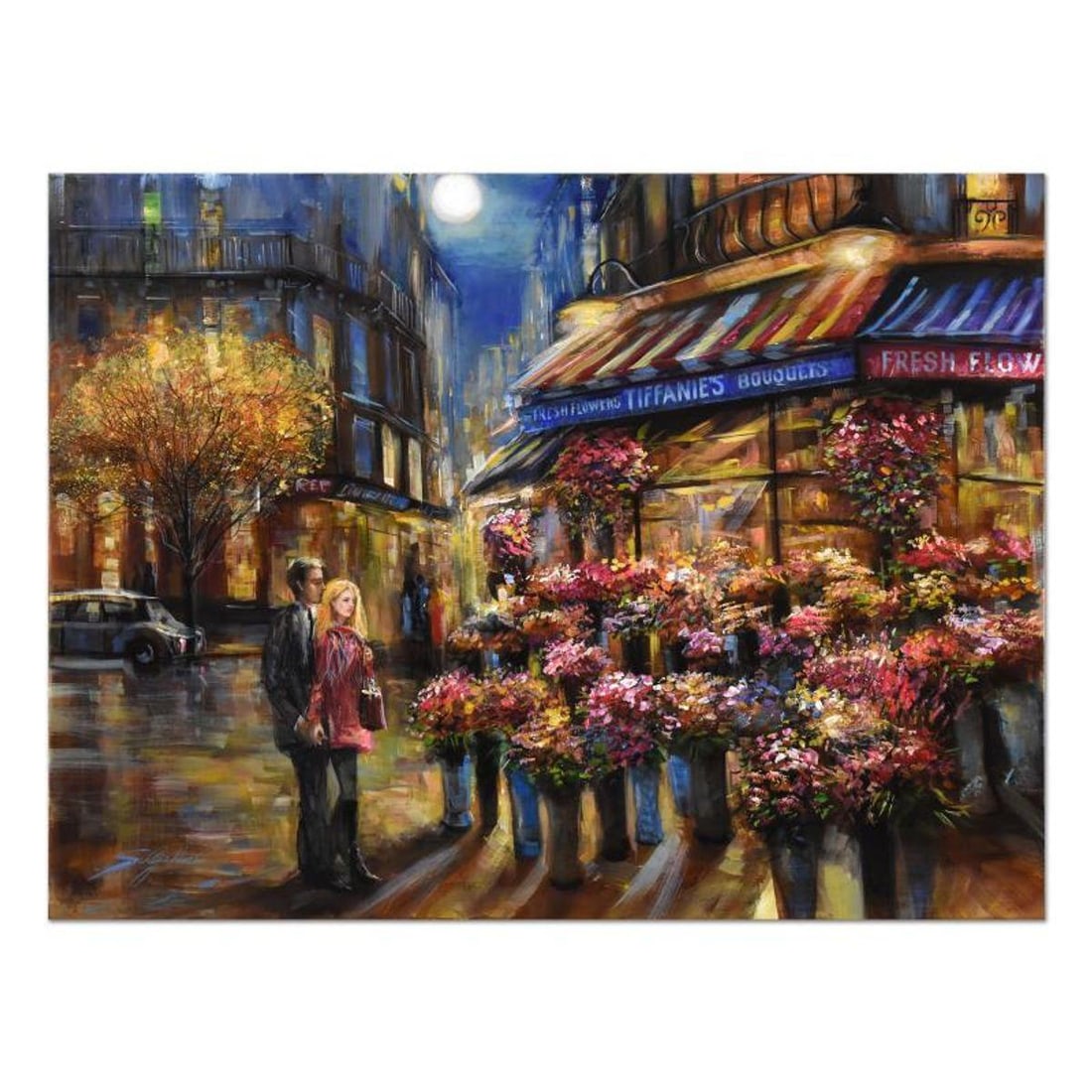 Vadik Suljakov, "Evening Bouquets" Original Oil Painting on Canvas, Hand Signed with Letter of: Evening Bouquets is an original oil painting on stretched canvas by Vadik Suljakov, hand signed by the artist. Includes Letter of Authenticity. Measures approx. 40" x 30" (image).