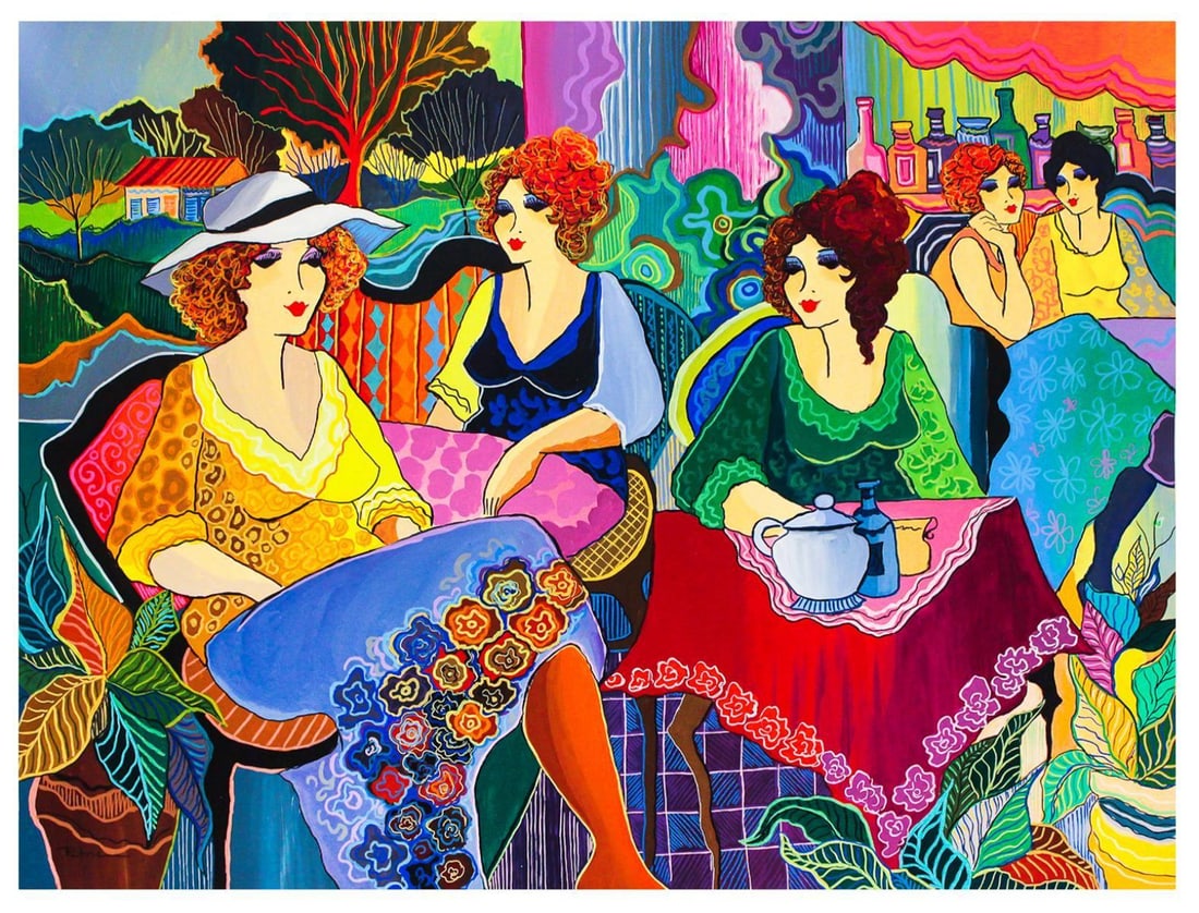 Patricia Govezensky- Original Acrylic on Canvas "With Friends": Artist: Patricia Govezensky. Medium: Original Acrylic on Canvas. Title: With Friends. Size: 30" x 40". Signature: Hand Signed by the artist. Certificate of Authenticity: From the publisher. Reference#
