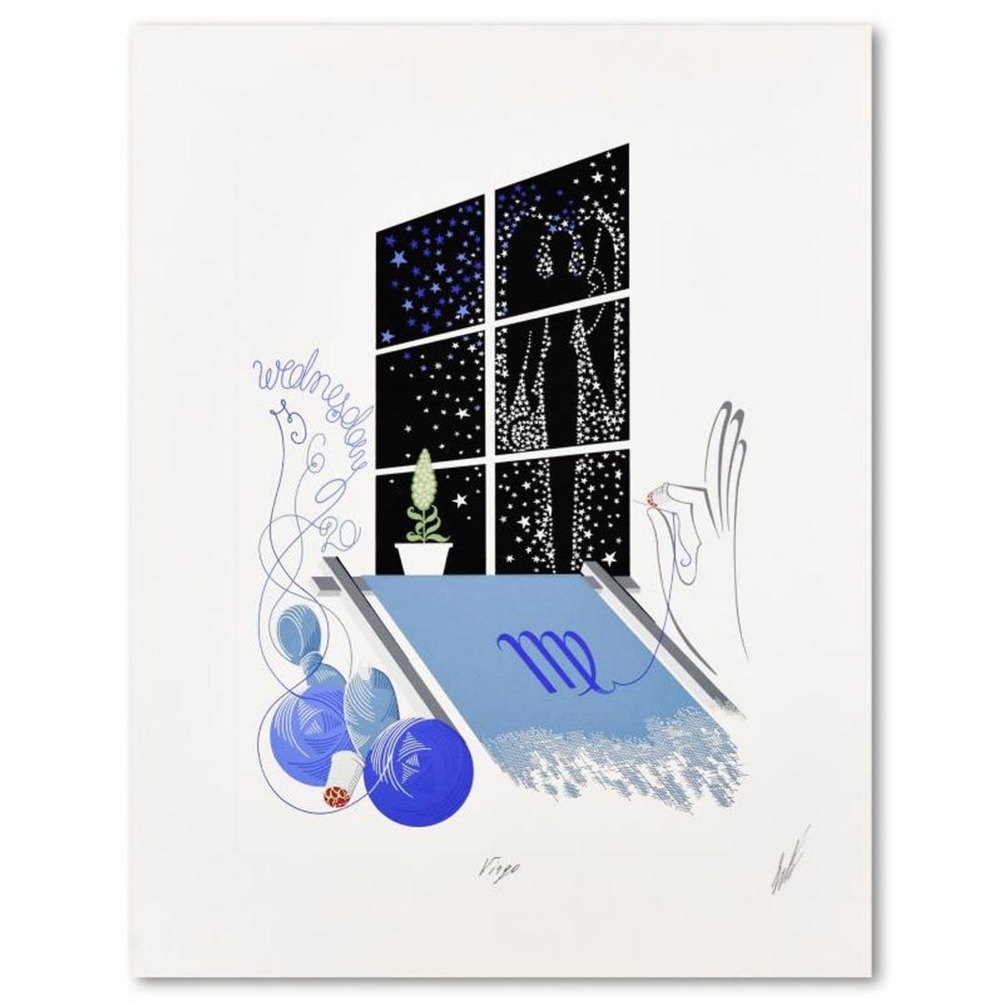 Erte (1892-1990), "Virgo" Limited Edition Serigraph, Numbered 183/350 and Hand Signed with Letter of: Virgo is a limited edition serigraph on paper, numbered 183/350 and hand signed by Erte (1892-1990). Includes Letter of Authenticity. Measures approx. 20" x 25.5" (border), 14" x 19" (image).