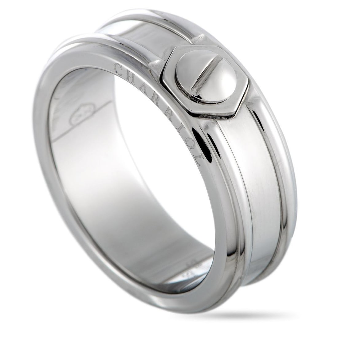 CHARRIOL ROTONDE STAINLESS STEEL BAND RING: This exquisite Rotonde ring presented by Charriol is a superb fusion of bold design and masculine appeal, and it offers a distinctly stylish look. The ring is masterfully crafted from gleaming stainle