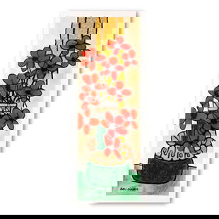 Ben Simhon, "Green Vase" Hand Signed Limited Edition Serigraph on Paper with Letter of Authenticity.: Green Vase is a limited edition serigraph on paper by Ben Simhon. It is numbered and hand signed and includes a letter of authenticity. Measures approximately 26.5" x 9" (image). Reference#: 89871.