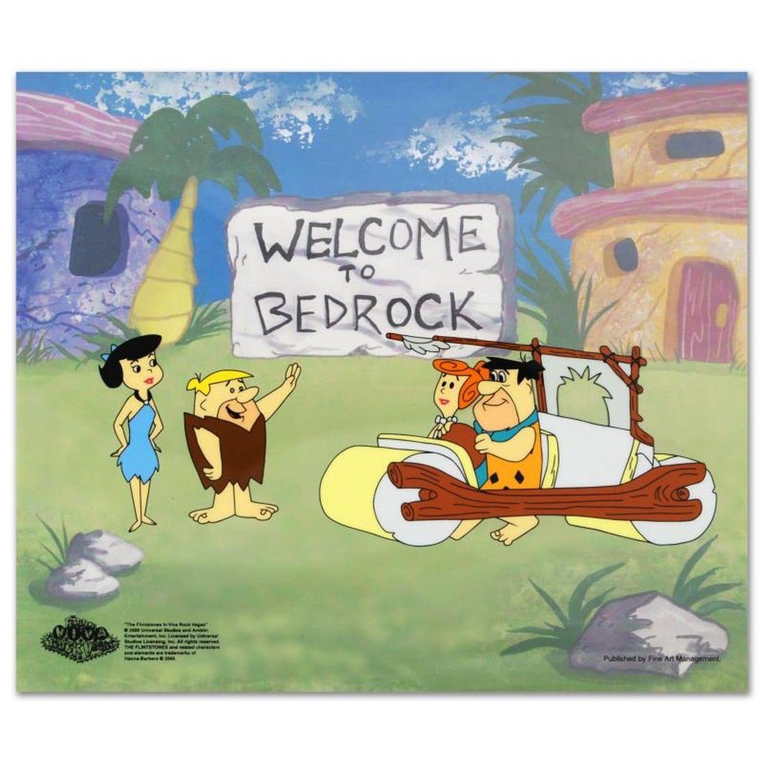 Fred's New Car Limited Edition Sericel from the Popular Animated Series The Flintstones with: Fred's New Car is a limited edition sericel officially licensed by Universal Studios Licensing! Includes Certificate of Authenticity! Measures approx. 12.5" x 10.5" (sericel with background). Referenc