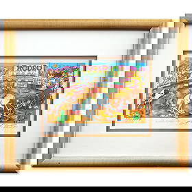 Charles Fazzino- 3D Construction Silkscreen Serigraph "Rodeo Round-Up": Artist: Charles Fazzino. Medium: 3D Construction Silkscreen Serigraph. Title: Rodeo Round-Up. Size: 6" x 8". Measures approx. 11" x 14" (framed). Signature: Hand Signed and numbered. Certificate of Au