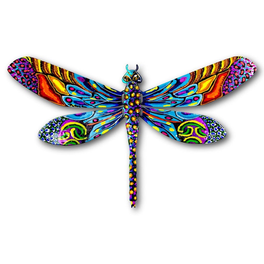 Patricia Govezensky- Original Painting on Cutout Steel "Dragonfly": Artist: Patricia Govezensky. Medium: Original Painting on Cutout Steel. Title: Dragonfly. Size: 7.5" x 12". Signature: Hand Signed by the Artist. Certificate of Authenticity: From the publisher. Refer