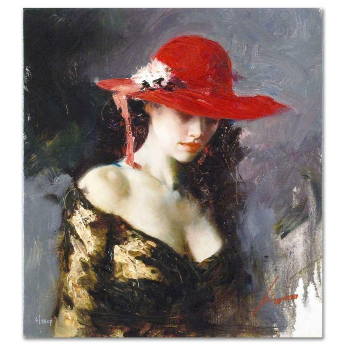 Pino (1939-2010), "Evening Out" Hand Embellished Limited Edition on Canvas, Numbered and Hand Signed: Evening Out is a hand embellished limited edition giclee on canvas by Pino (1939-2010), numbered and hand signed. Includes Certificate of Authenticity. Measures approx. 18" x 20" (image). This piece i