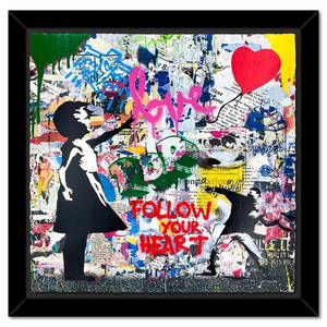 Mr. Brainwash, "Balloon Girl" Framed Mixed Media Original, Hand Signed with Certificate of