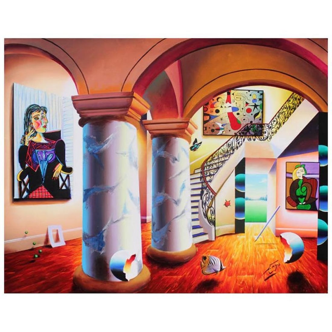 Ferjo, "Majestic Splendor" Original Painting on Canvas, Hand Signed with Letter of Authenticity.: Majestic Splendor is an original painting, oil on stretched canvas, by Ferjo. Hand signed by the artist, this piece was used as the master for a limited edition. The piece comes with a letter of authe