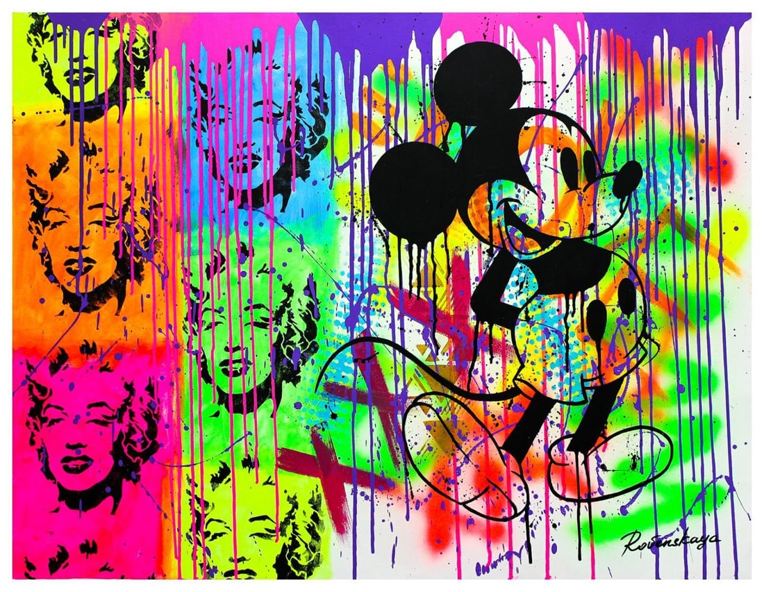 Nastya Rovenskaya- Original Oil on Canvas "Pop Wall": Artist: Nastya Rovenskaya. Medium: Original Oil on Canvas. Title: Pop Wall. Size: 30" x 40". Signature: Hand Signed by the artist. Certificate of Authenticity: From the publisher. Reference#: 19181.