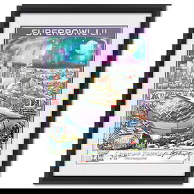 Charles Fazzino- Poster "Super Bowl Lll": Artist: Charles Fazzino. Medium: Poster. Title: Super Bowl Lll. Size: 24" x 18". Measures approx. 30" x 25" (framed). Signature: Hand Signed. Certificate of Authenticity: Is included. Reference#: 1000