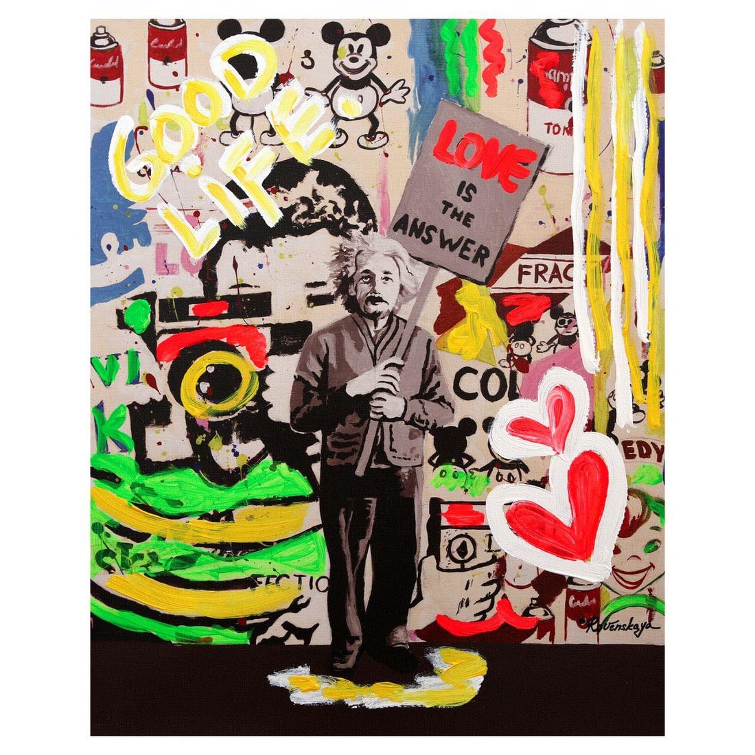Nastya Rovenskaya- Mixed Media on Canvas "Einstein's Placard" (1 of 2)
