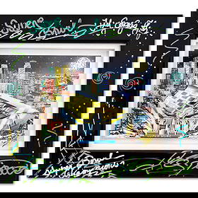 Charles Fazzino- 3D Construction Silkscreen Serigraph "Super Bowl Champions": Artist: Charles Fazzino. Medium: 3D Construction Silkscreen Serigraph. Title: Super Bowl Champions. Size: 5" x 6". Measures approx. 7.5" x 8.5" (framed). Signature: Hand Signed and numbered. Certifica