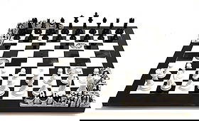 Charles Fazzino- Chess Set: Artist: Charles Fazzino. Medium: Chess Set. Size: 26" x 26". Signature: Hand signed. Additional: The Chess board is an original Fazzino product the chess pieces are aftermarket. Reference#: 33300.