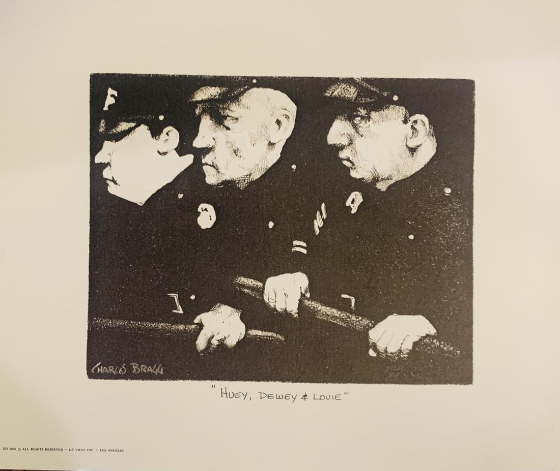 Charles Bragg - Lithograph on paper "Huey, Dewey & Lovie": Artist: Charles Bragg . Medium: Lithograph on paper. Title: Huey, Dewey & Lovie. Size: 9" x 12". Signature: Signed. Reference#: 25075.