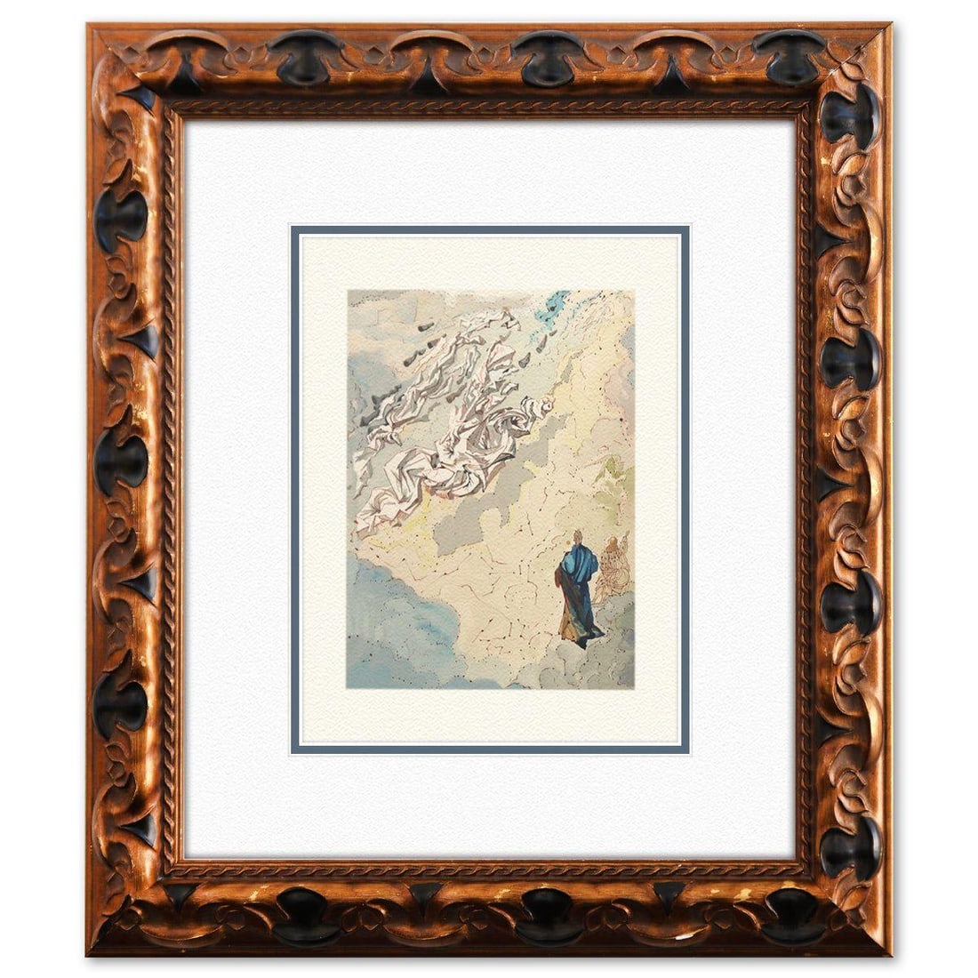 Salvador Dali- Original Color Woodcut on B.F.K. Rives Paper "Paradise 20": Artist: Salvador Dali. Medium: Original Color Woodcut on B.F.K. Rives Paper. Title: Paradise 20. Size: 13" x 10". Measures approx. 22.5" x 19" (framed). Certificate of Authenticity: Is included. Addit