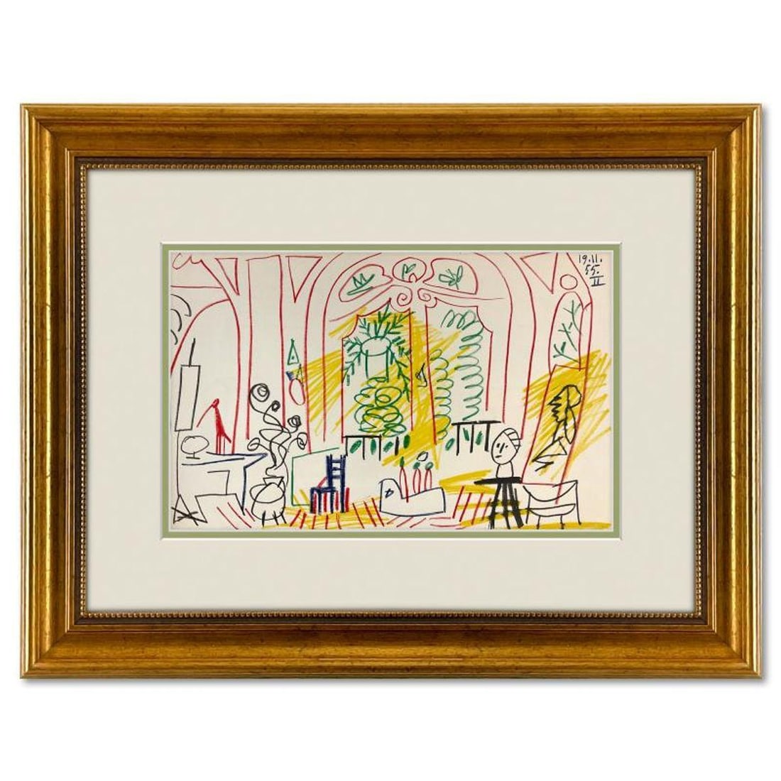 Pablo Picasso (1881-1973), "Carnet de Californie 19.11.55-II" Framed Vintage Lithograph on Paper (1 of 2)