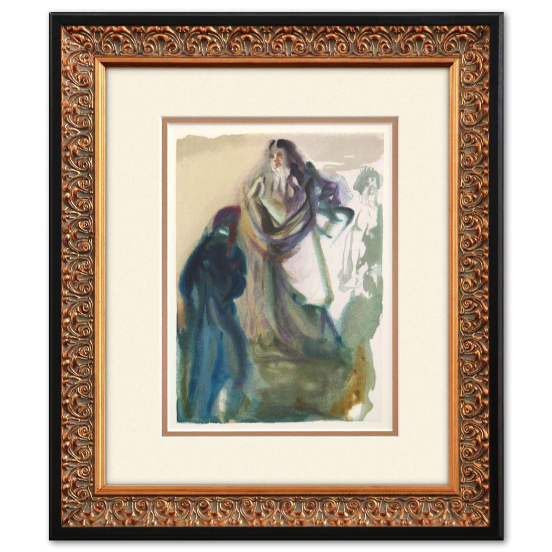 Salvador Dali- Original Color Woodcut on B.F.K. Rives Paper "Paradise 28": Artist: Salvador Dali. Medium: Original Color Woodcut on B.F.K. Rives Paper. Title: Paradise 28. Size: 13" x 10". Measures approx. 18" x 15.5" (framed). Certificate of Authenticity: Is included. Addit