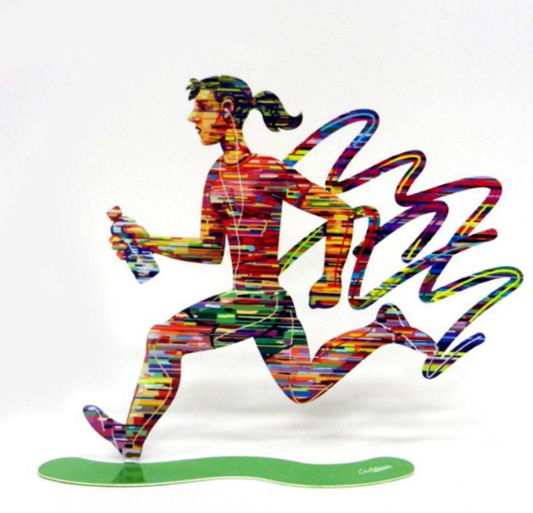 David Gerstein- Free Standing Sculpture "Jogger - Female": Artist: David Gerstein. Medium: Free Standing Sculpture. Title: Jogger - Female. Size: 12" x 15". Signature: Signed by the artist. Certificate of Authenticity: Is included. Additional: This piece is f