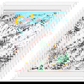 Charles Fazzino- 3D Construction Silkscreen Serigraph "Ski,Ski,Ski": Artist: Charles Fazzino. Medium: 3D Construction Silkscreen Serigraph. Title: Ski,Ski,Ski. Size: 34" x 30". Measures approx. 43" x 39" (framed). Signature: Hand Signed and Numbered. Certificate of Aut